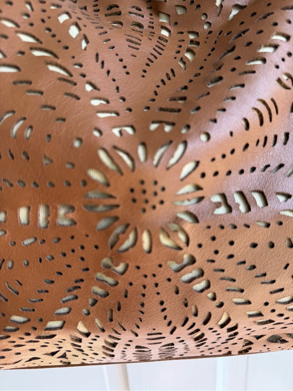 The Sak Laser-Cut Hobo Shoulder Bag - Brown with Cream Lining - Picture 2 of 9